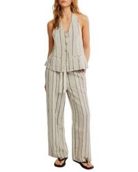 Free People - Take Me To Paris Stripe Halter Vest & Pants Set - Lyst