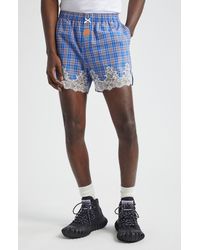 Martine Rose - Gender Inclusive Plaid Cotton Seersucker Boxers With Lace Detail - Lyst
