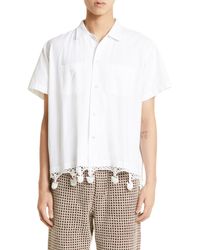 Bode - Crochet Chick Short Sleeve Cotton Button-up Shirt - Lyst
