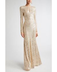St. John - Long Sleeve Sequin Stretch Knit Gown - Lyst