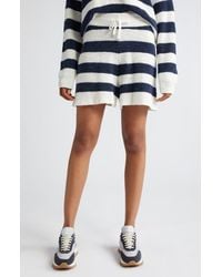 Eleventy - Stripe Cotton & Linen Blend Drawstring Sweater Shorts - Lyst