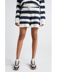 Eleventy - Stripe Cotton & Linen Blend Drawstring Sweater Shorts - Lyst