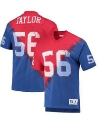 Mitchell & Ness - Lawrence Taylor/Royal New York Giants Retired Player Name & Number Diagonal Tie-Dye V-Neck T-Shirt - Lyst