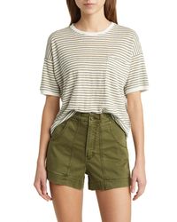 FRAME - Stripe Boxy Pocket Organic Linen T-shirt - Lyst