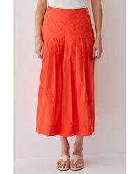 Crescent - Poplin Box Pleated Midi Skirt - Lyst