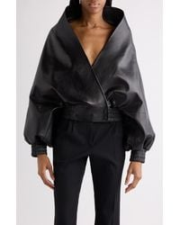 Balenciaga - Folded Leather Wrap Jacket - Lyst