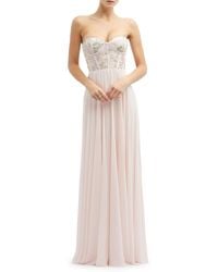 Dessy Collection - Floral Embroidered Strapless Corset Gown - Lyst