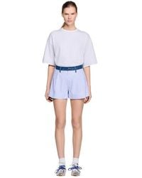 Sandro - Striped Shorts With Denim Details - Lyst