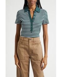 Veronica Beard - Kearney Stripe Mixed Media Stretch Cotton Top - Lyst