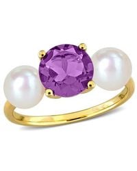 Julianna B - Cultured Pearl & 3-Stone Ring 10K - Lyst