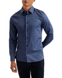 Ted Baker - Endover Line Slim Fit Geo Print Cotton Button-up Shirt - Lyst