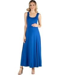 24seven Comfort Apparel - Maternity Slim Fit A-Line Sleeveless Maxi Dress - Lyst