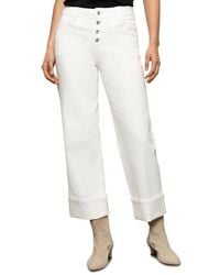 Sanctuary - Luna Button Fly High Waist Cuff Straight Leg Jeans - Lyst