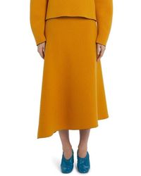 Jil Sander - Reversible Double Face Virgin Wool Blend Midi Skirt - Lyst
