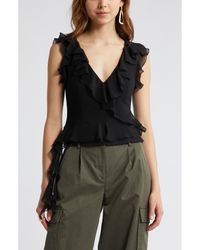Open Edit - Sleeveless Ruffle Top - Lyst