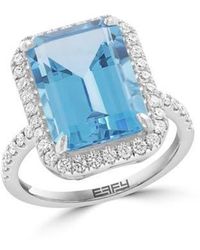 Effy - Sterling Topaz & Zircon Halo Ring - Lyst