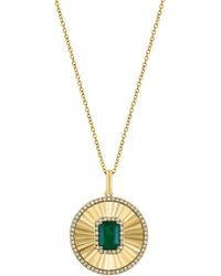 Effy - 14k Yellow Gold Diamond & Emerald Pendant Necklace - Lyst