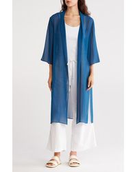 Eileen Fisher - Open Front Silk Chiffon Jacket - Lyst