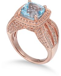 Suzy Levian - Cushion Cut Semiprecious Stone & White Topaz Halo Ring - Lyst