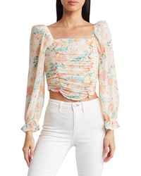 Love By Design - Costa Rica Floral Long Sleeve Crop Top - Lyst