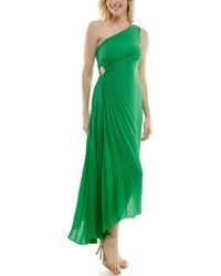 Nicole Miller - One Shoulder Pleat Midi Dress - Lyst