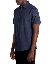 Karl Lagerfeld - Logo Print Short Sleeve Stretch Cotton Button-up Shirt - Lyst
