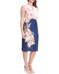 London Times - Floral Keyhole Sleeveless Midi Dress - Lyst