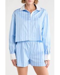 French Connection - Long Sleeve Stripe Double Collar Button-Up Shirt - Lyst