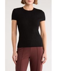 DKNY - Short Sleeve Rib Knit Sweater - Lyst