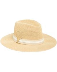 Vince Camuto - Grosgrain Faux Leather Band Panama Hat - Lyst