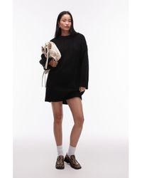 TOPSHOP - Knitted Fluffy Rib Oversized Crew Mini Dress - Lyst
