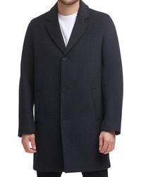 Cole haan classic wool blend plush notched collar coat Clearance