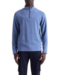 Bugatchi - Brushed Cotton Blend Quarter Zip Pullover - Lyst