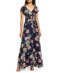 Eliza J - Ruffle Floral Maxi Dress - Lyst