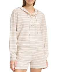 Andrew Marc - Heritage Stripe Lace-up Pullover Hoodie - Lyst