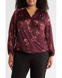 Tahari - Wrap Patterned Blouse - Lyst