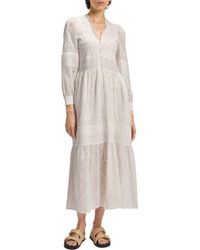 BOSS - Dabrody Long Sleeve Eyelet Midi Dress - Lyst