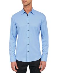 Con.struct - Micro Geometric Print Stretch Button-Up Shirt - Lyst
