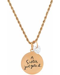 HMY Jewelry - Swarovski Crystal Charm Sister Stamped Pendant Necklace - Lyst