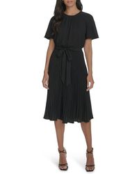 Calvin Klein - Aerowash Flutter Sleeve Pleated Dress - Lyst