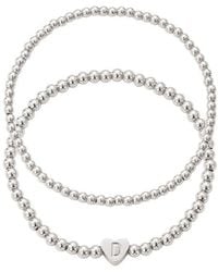 Adornia - Beaded Initial Charm Bracelet Set - Lyst