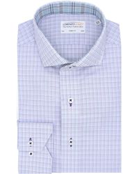 Lorenzo Uomo - Trim Fit Textured Mini Grid Dress Shirt - Lyst