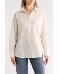 Max Studio - Oversize Stripe Button-Up Shirt - Lyst