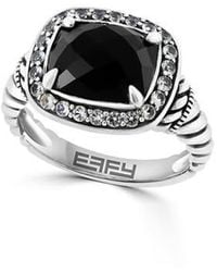 Effy - Sterling Topaz Halo Onyx Ring - Lyst