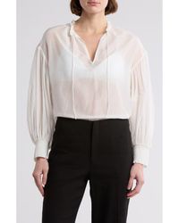 Alice + Olivia - Julius Long Sleeve Cotton & Silk Top - Lyst