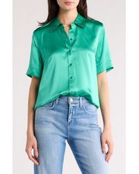 L'Agence - Elah Short Sleeve Silk Shirt - Lyst