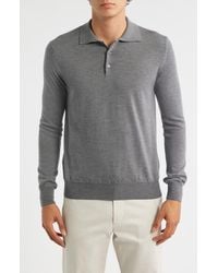 Aurélien - Long Sleeve Cashwool Polo Sweater - Lyst