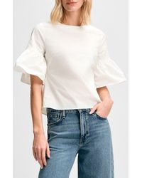 Isaac Mizrahi New York - Ruffle Sleeve Back Button Top - Lyst
