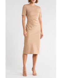 Theory - Ruched Side Short Sleeve Dress - Lyst