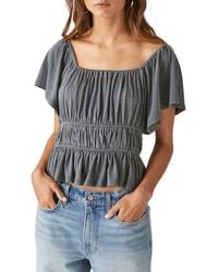 Lucky Brand - Lace-up Back Knit Peplum Top - Lyst